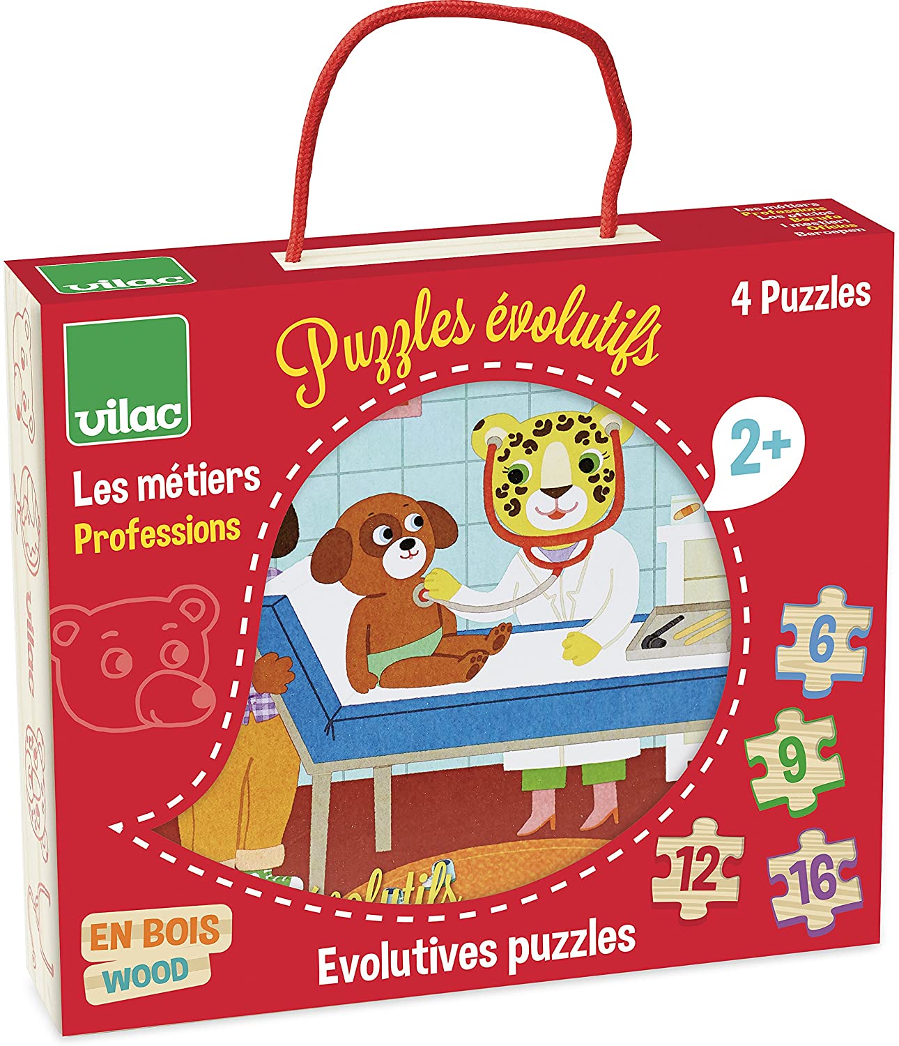 Janod - Puzzle Enfant Evolutif 6 à 16 Pièces - Les Dinosaures - Jeu  Educatif dès 3 ans, J02657