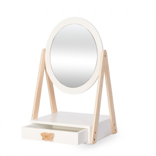 Miroir sur pied pour enfant Daypeak H108cm Bois clair et Blanc