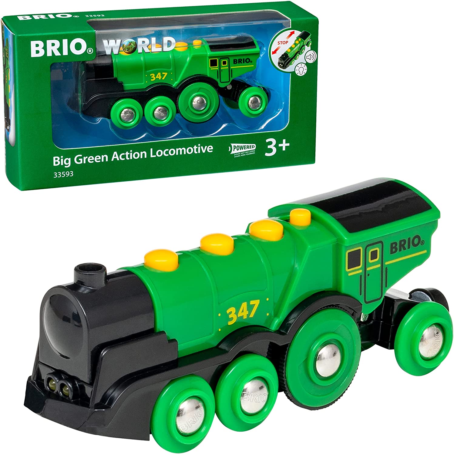 Grande locomotive à piles BRIO. Une locomotive verte multifonctions BRIO  33593