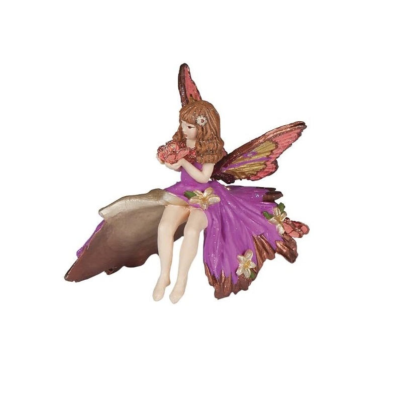 Figurine Elfe papillon rose