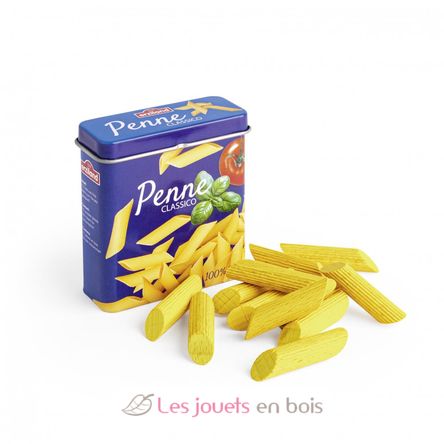 Boîte de pâtes Penne en bois - Erzi 17171 - Marchande - Dinette - Jeu  d'imitation