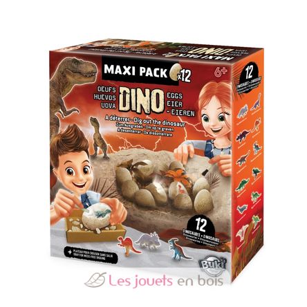 Maxi pack 12 œufs dino à déterrer - Buki France - Les jouets en bois