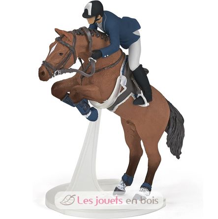 Figurine Cheval de saut d'obstacle et son cavalier PA-51562 Papo 1