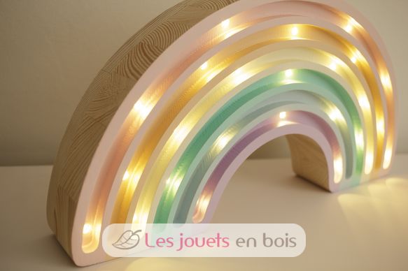 Lampe veilleuse en bois arc-en-ciel mini, pastel
