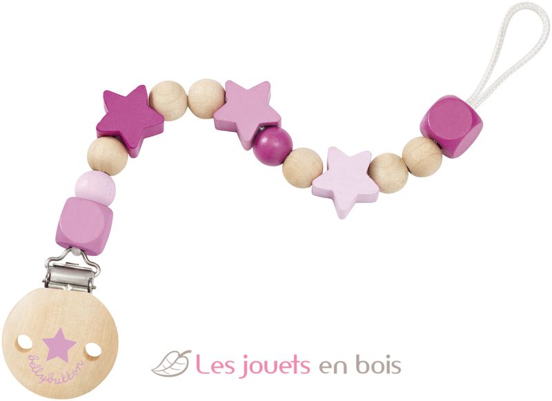 Attache Tetine Bonheur Etoile Rose Bellybutton By Selecta Attache Sucette En Bois